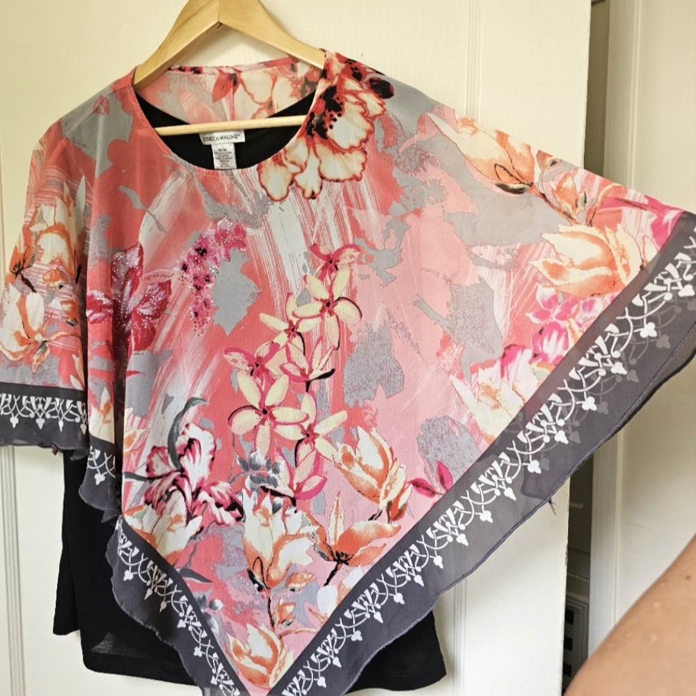 Rebecca Malone blouse with floral shawl (M) - Picture 6 of 9